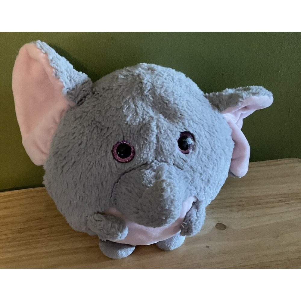 Elephant Stuffed Animal Big‎ Glitter Pink Eyes, Round, 8", Unbranded